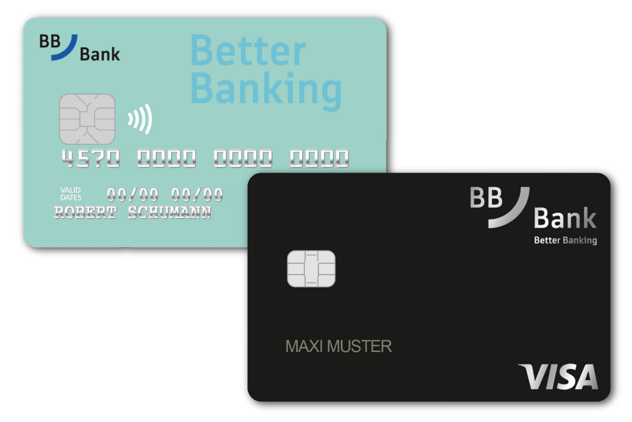 Abbildung BBBank DirectCard und schwarze Kreditkarte