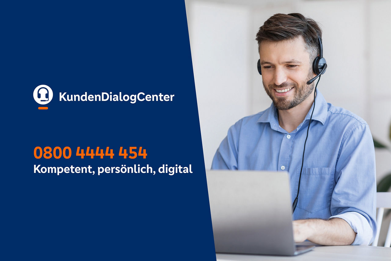 Mitarbeiter aus dem KundenDialogCenter telefoniert