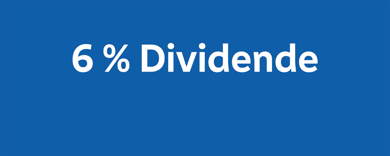 Blauer Hintergrund mit der Aufschrift 6% Dividende