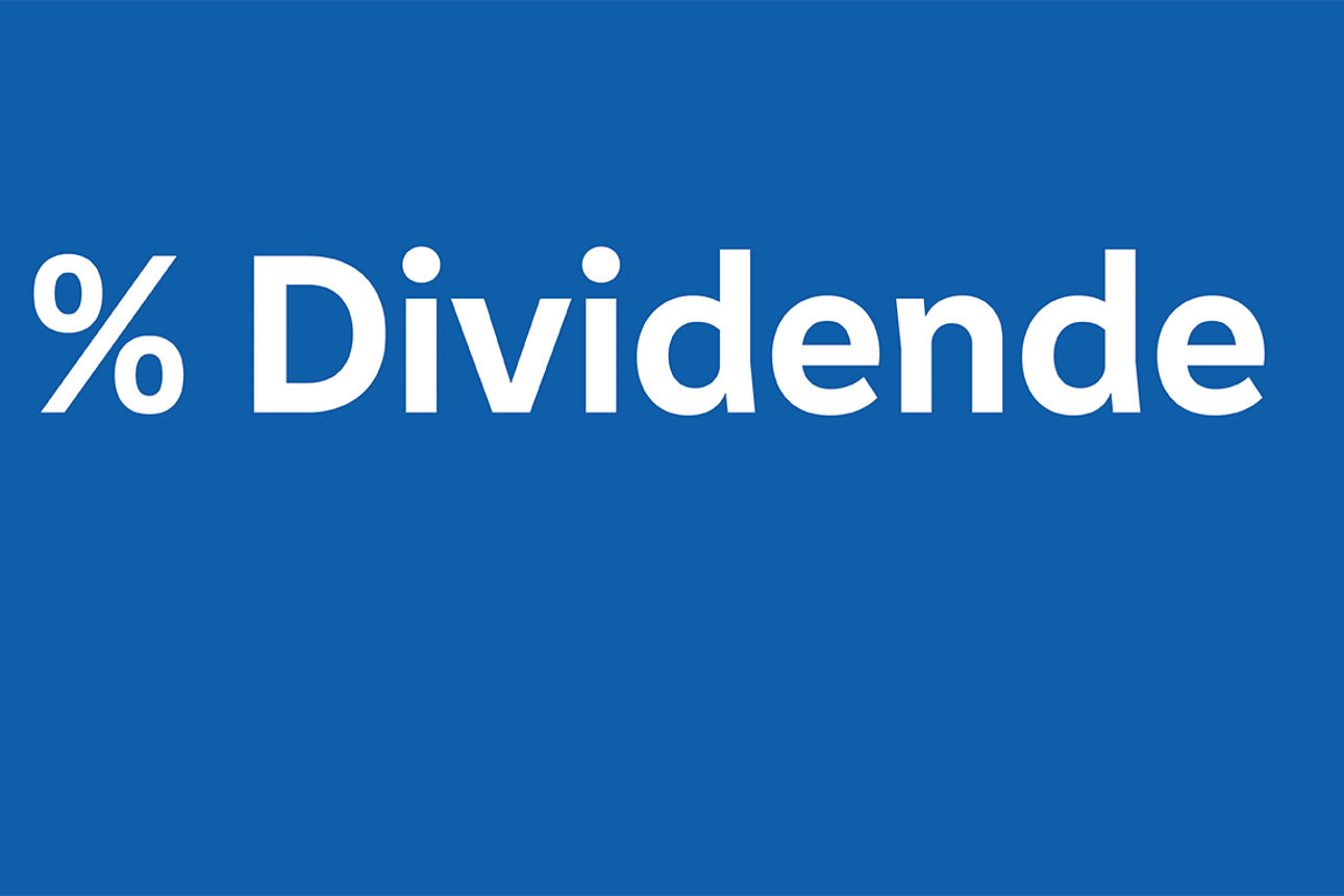 Ein Bild mit blauem Hintergrund auf dem steht 6% Dividende