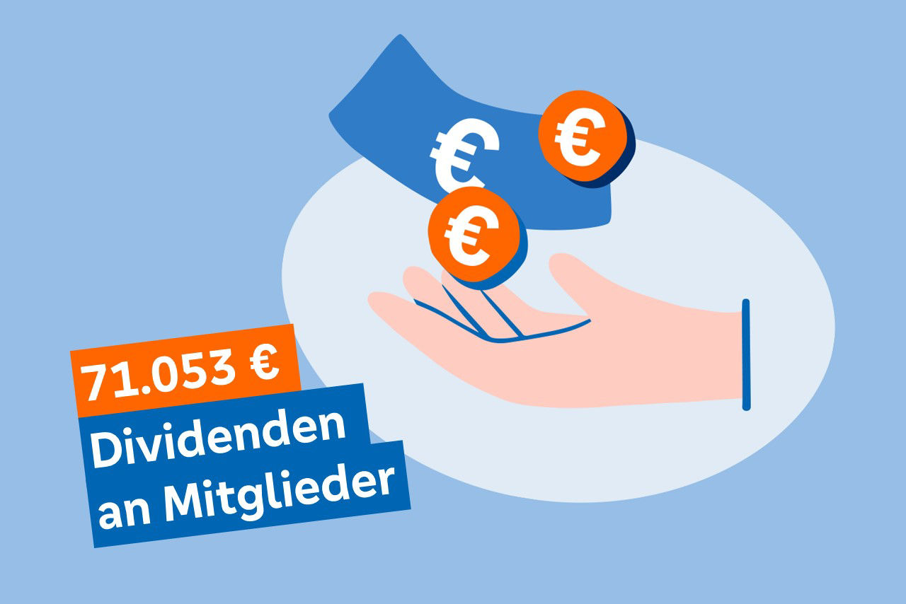 Illustration, die zeigt, wie viele Dividenden an Mitglieder ausgezahlt wurden