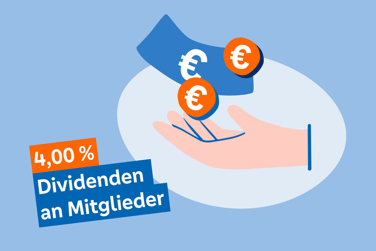 Illustration, die zeigt, wie viele Dividenden an Mitglieder ausgezahlt wurden