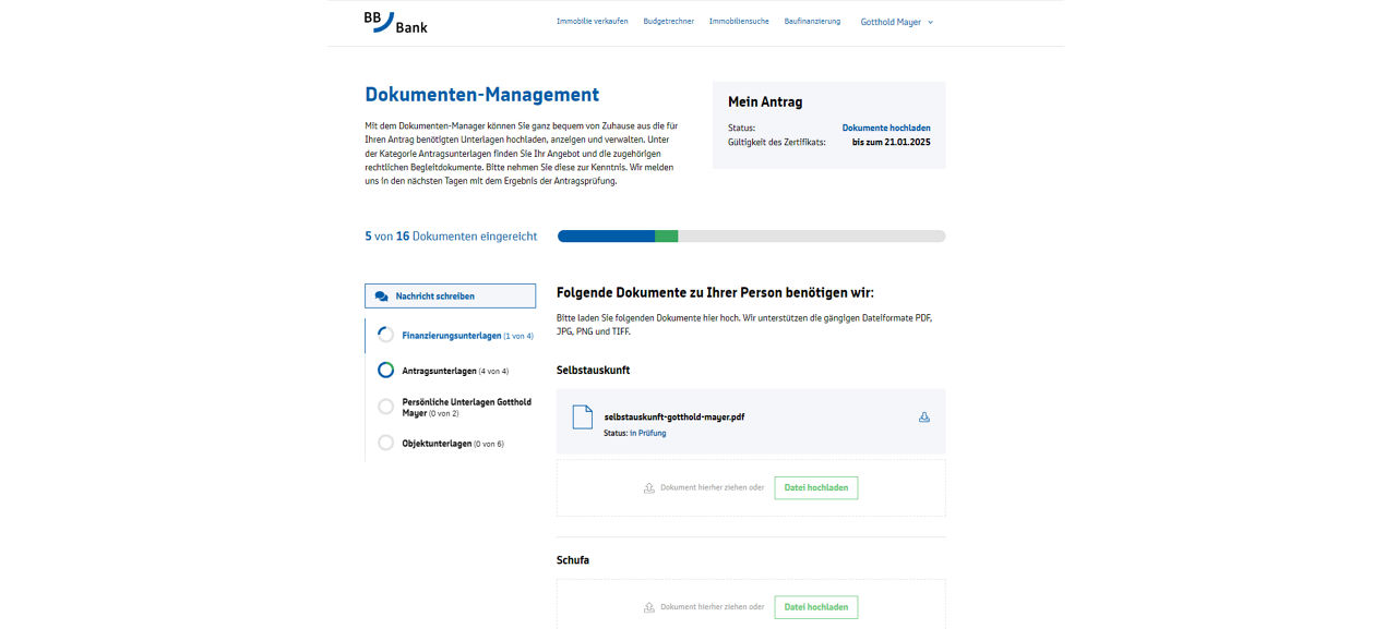 Screenshot aus dem Dokumentenmanager