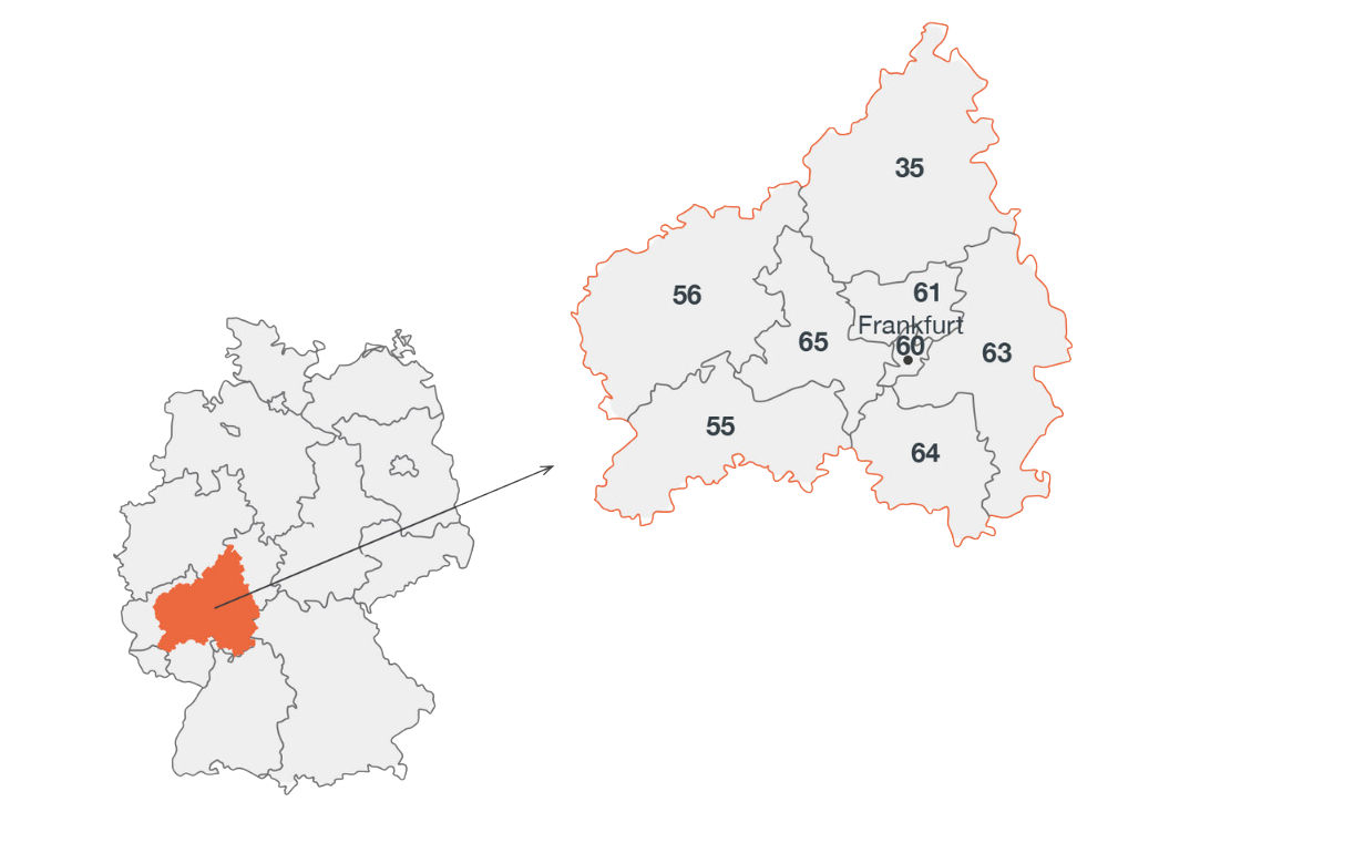 Ländergrafik zeigt exemplarisch die Anzahl regionaler givve® Card-Händler eines Bundeslandes