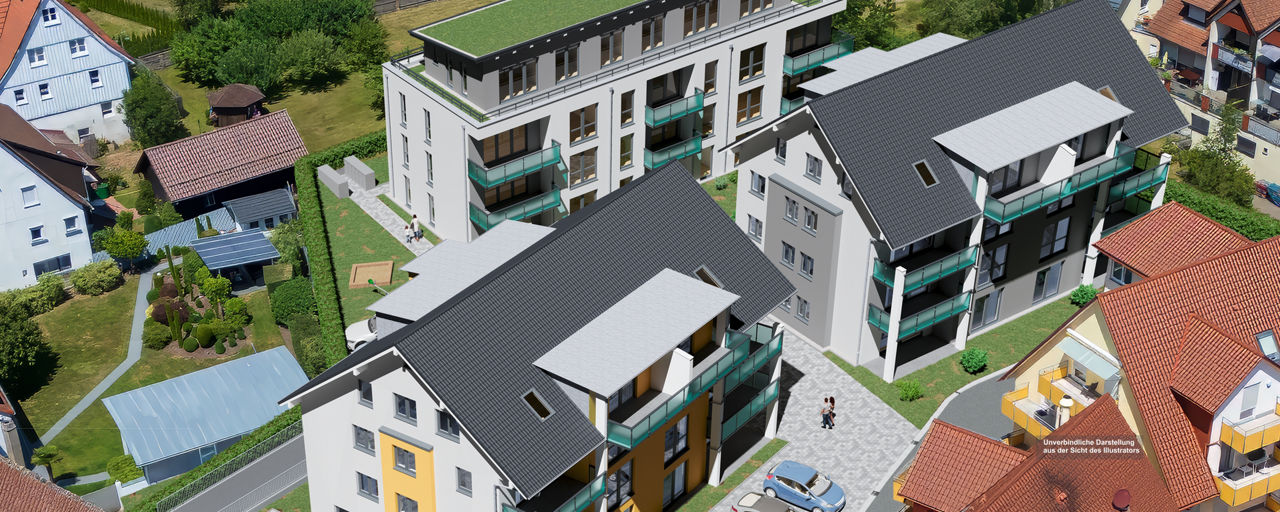 Neubau-Projekt CityLife in Pfalzgrafenweiler, unverbindliche Darstellung aus der Sicht des Illustrators