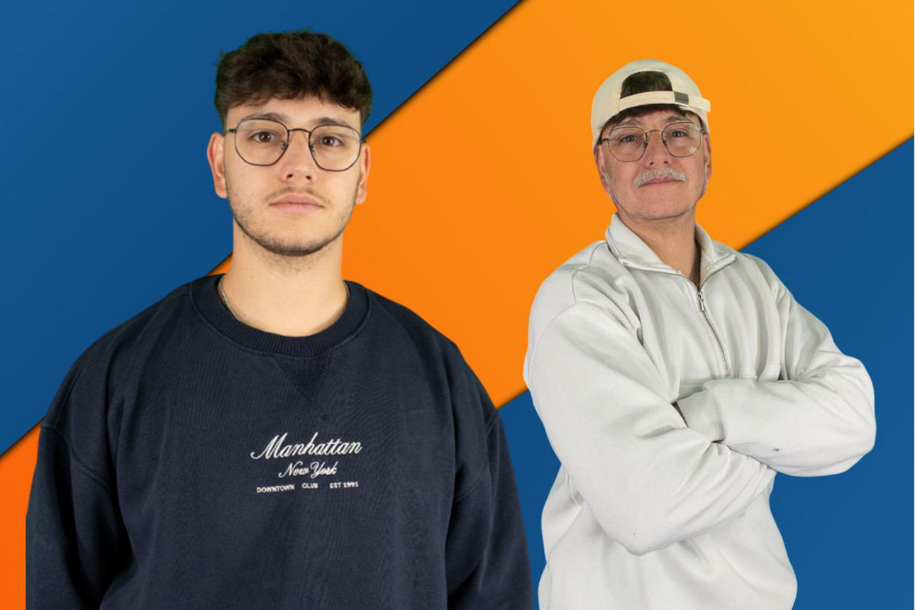 Ein junger Mann im Vordergrund, im Hintergrund ein älterer Mann.