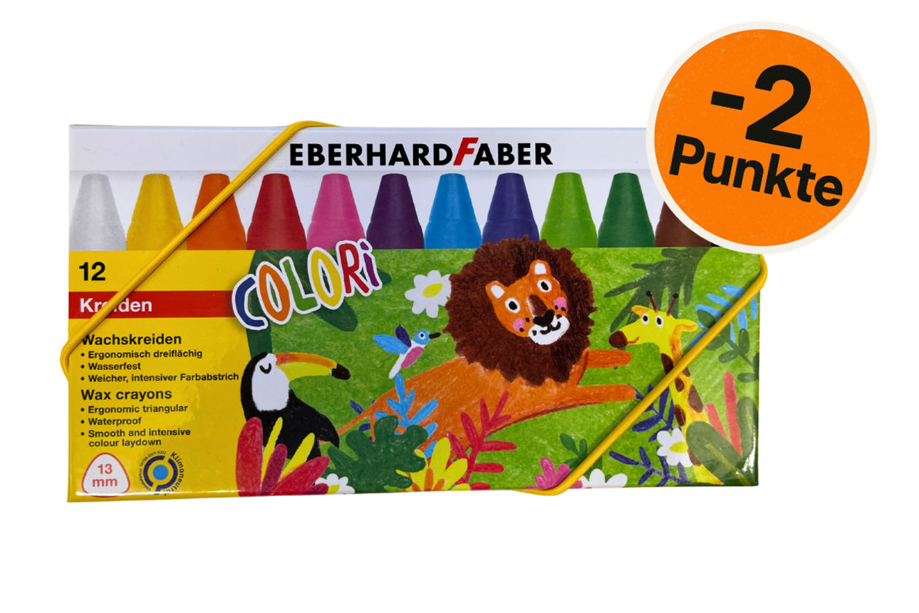 12er Wachsmalkreiden - Original Eberhard Faber