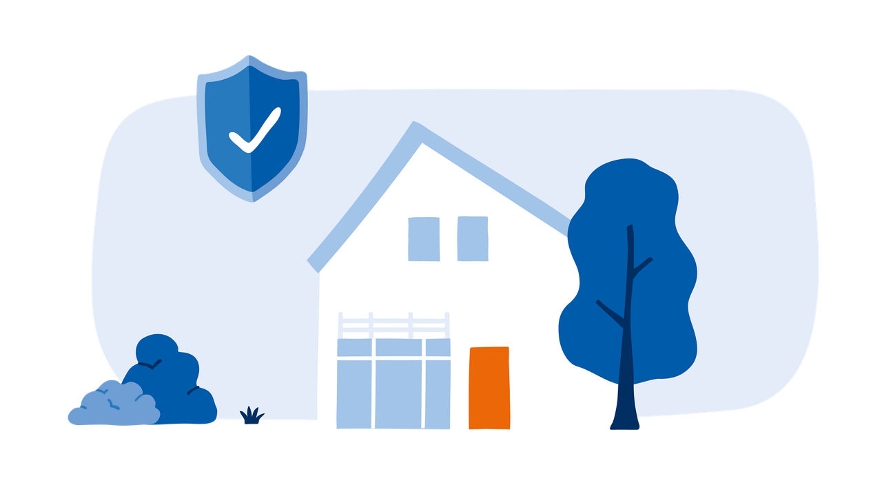Illustration: Einfamilienhaus mit Garten