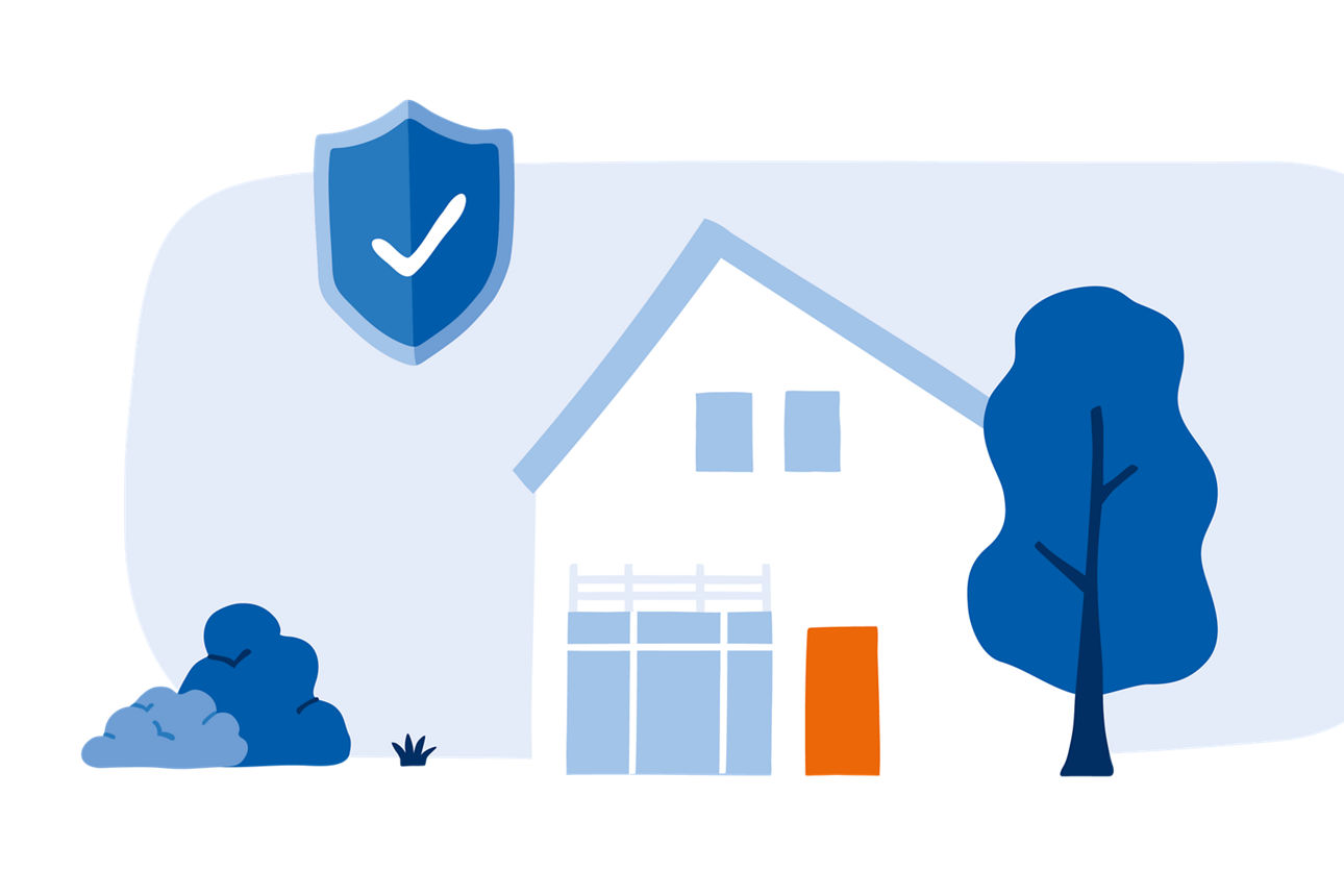 Illustration: Einfamilienhaus mit Garten