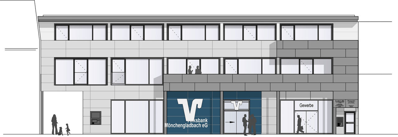 Eine Konzeptgrafik der neuen Filiale Hardt