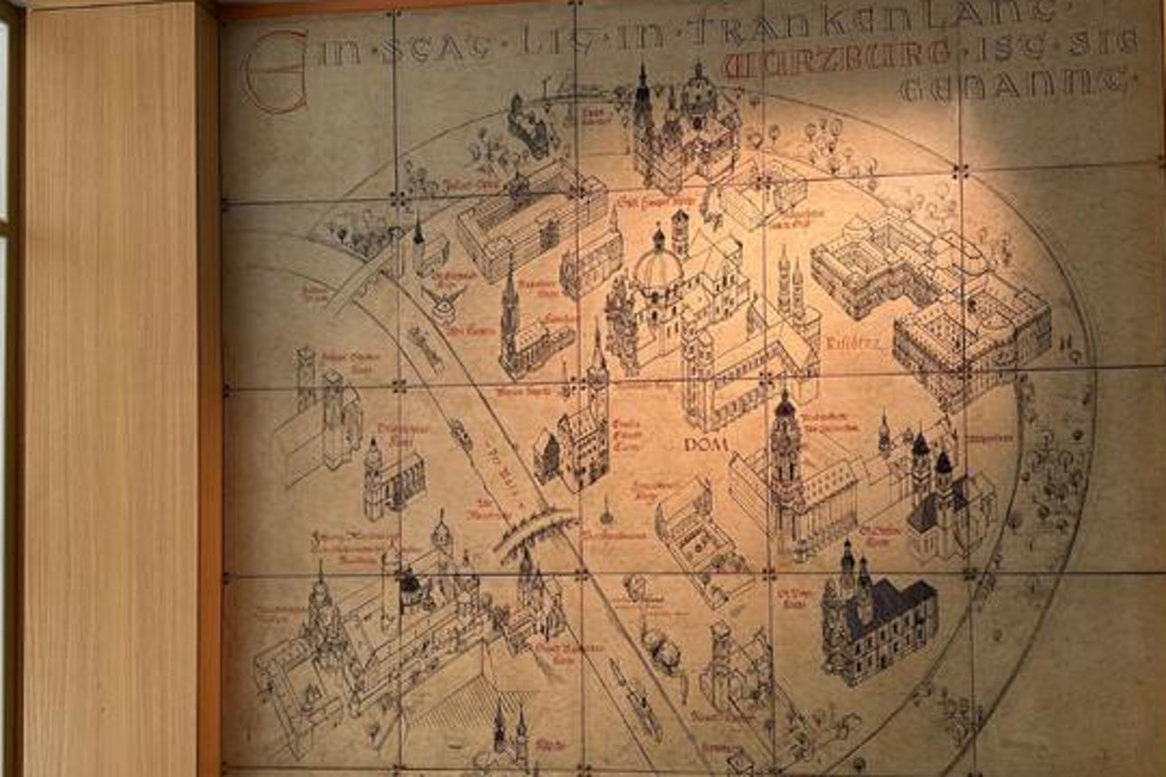 Historisches Wandbild der Stadt Würzburg