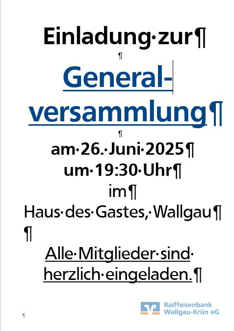 Wichtiger Termin am 26.06.2025 um 19.30 Uhr