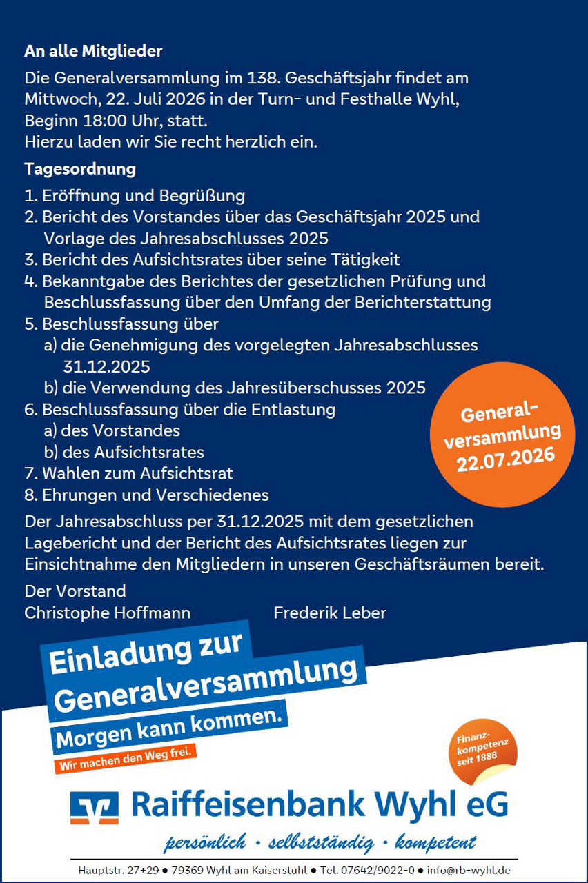 Generalversammlung 2026