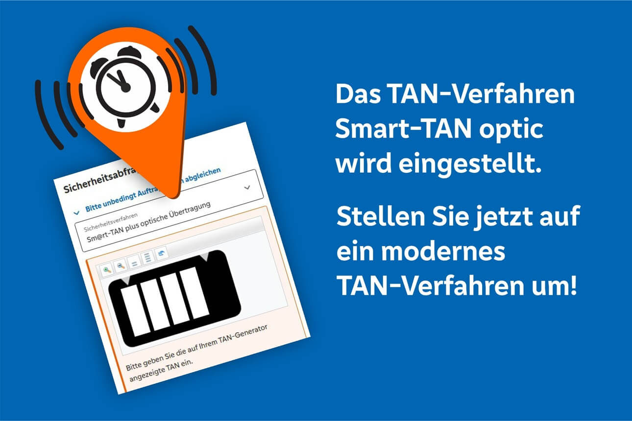 Blaues Informationsfeld mit Text zur Einstellung des Smart-TAN optic Verfahrens.