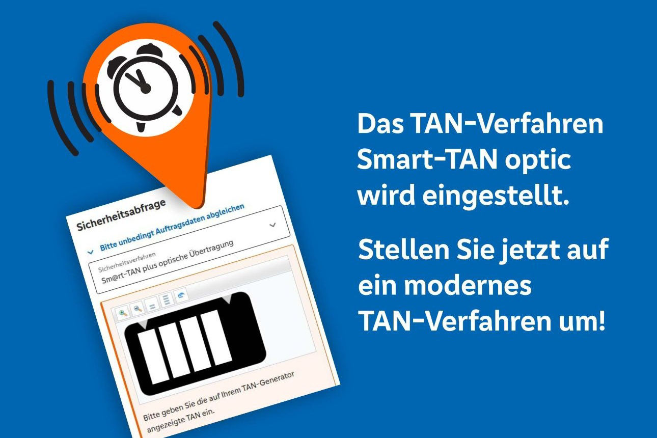 Blaues Informationsfeld mit Text zur Einstellung des Smart-TAN optic Verfahrens.