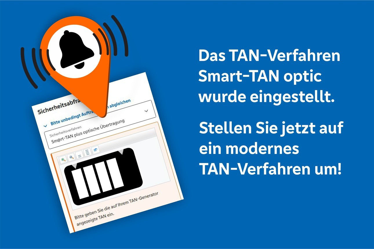 Blaues Informationsfeld mit Text zur Einstellung des Smart-TAN optic Verfahrens.