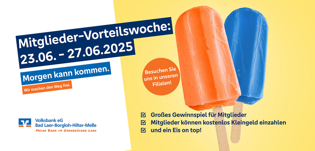 Mitglieder-Vorteilswoche vom 23. bis 27.06.2025 in unseren Filialen