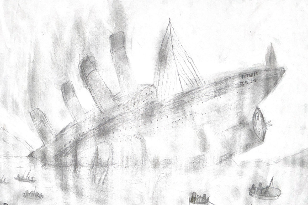 Eine Zeichnung vom Untergang der Titanic