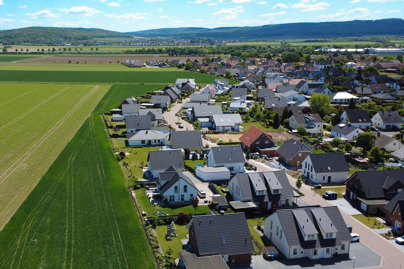 Drohnenaufnahme vom Baugebiet "Am grünen Wege" in Emmerke