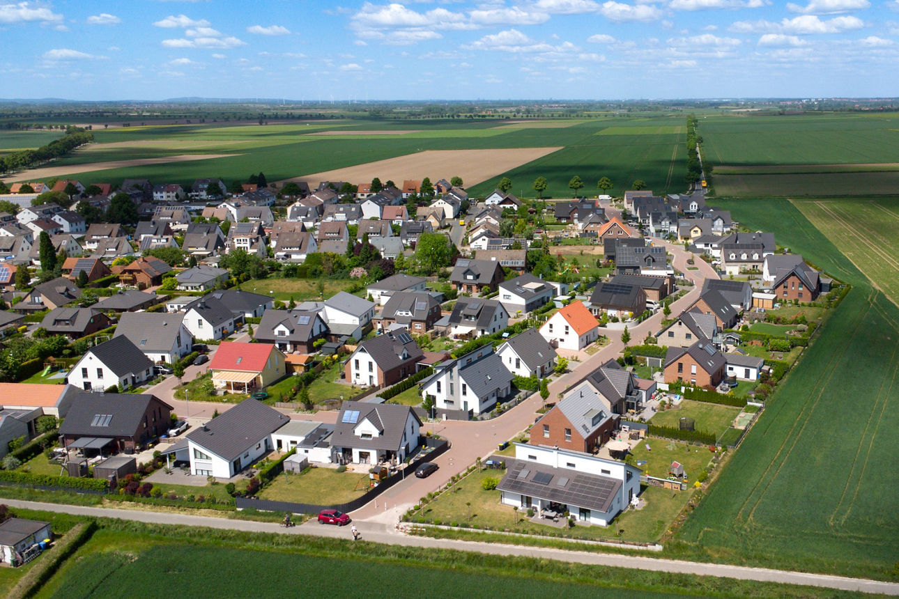 Drohnenaufnahme vom Baugebiet "Stieweg Ost" in Emmerke