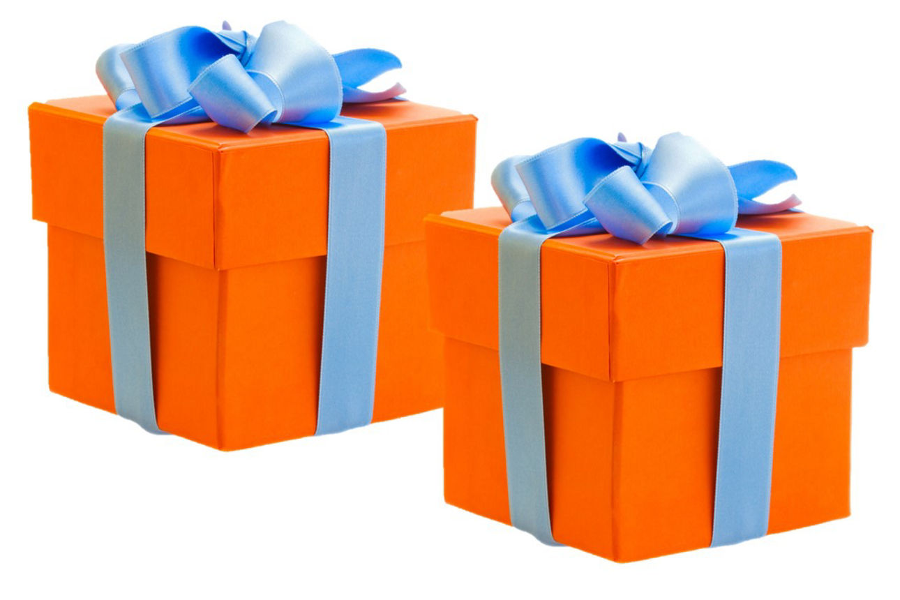 Zwei organge Geschenke
