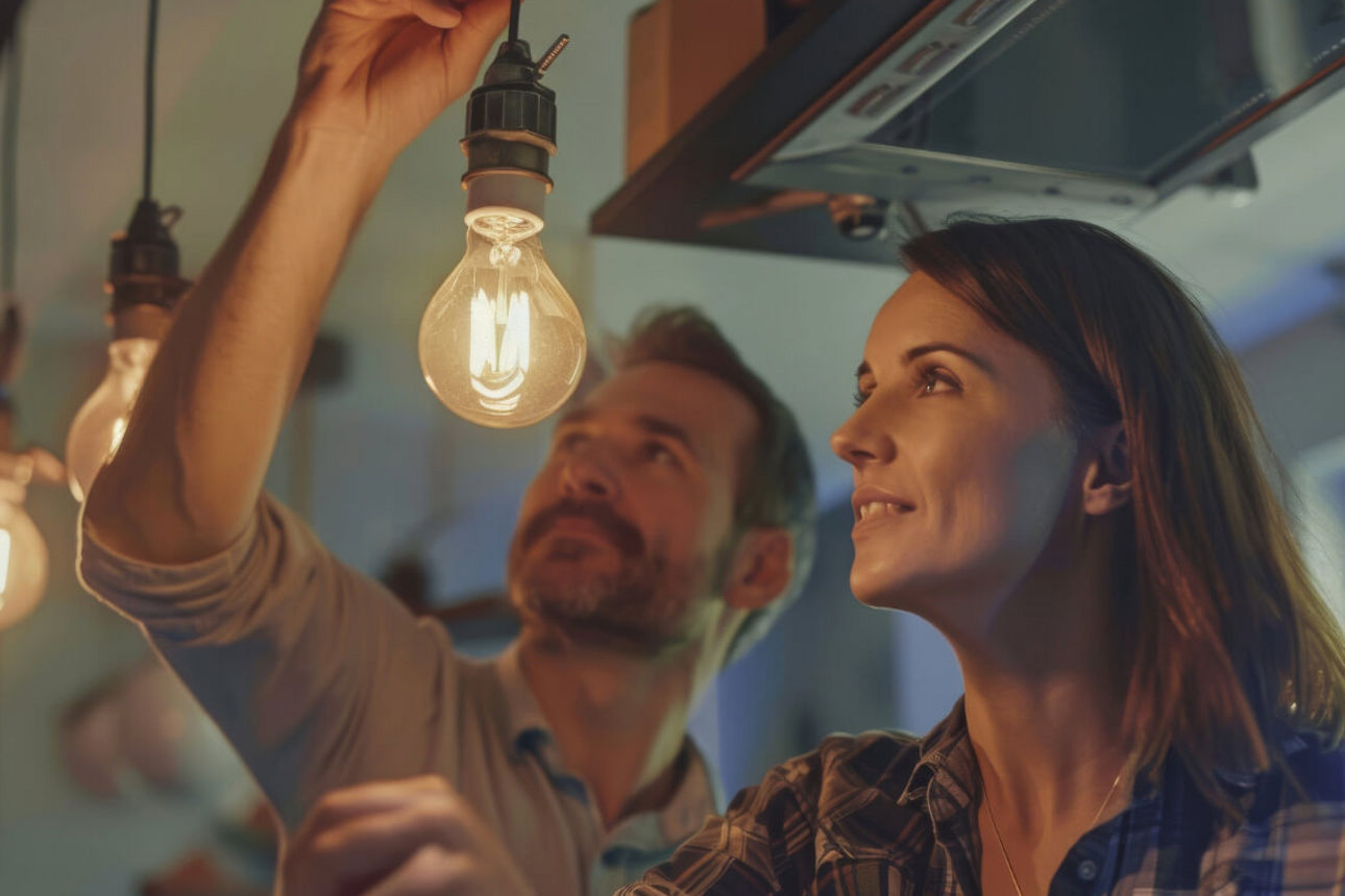 Paar modernisiert ihr Haus energetisch.