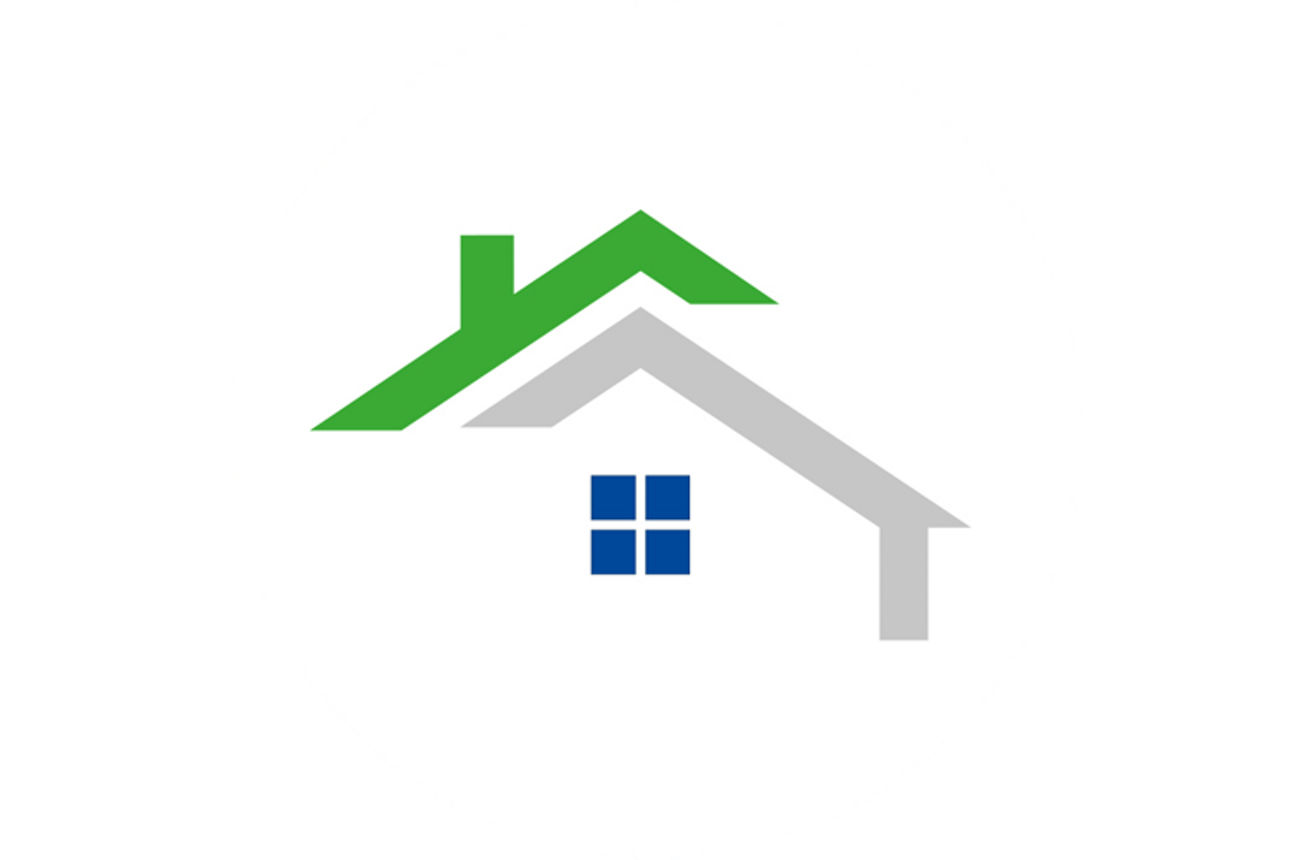 Grafik eines Hauses mit grünem Dach