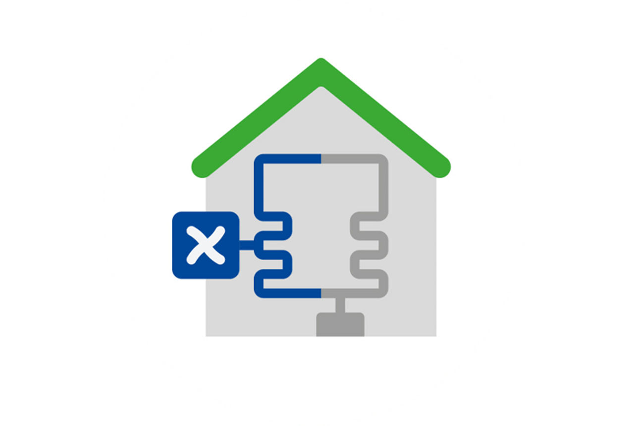 Grafik eines Hauses mit Heizungsanlage