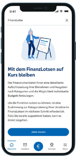 Anzeige in der VR-Banking App, jetzt Finanzlotsen aktivieren 