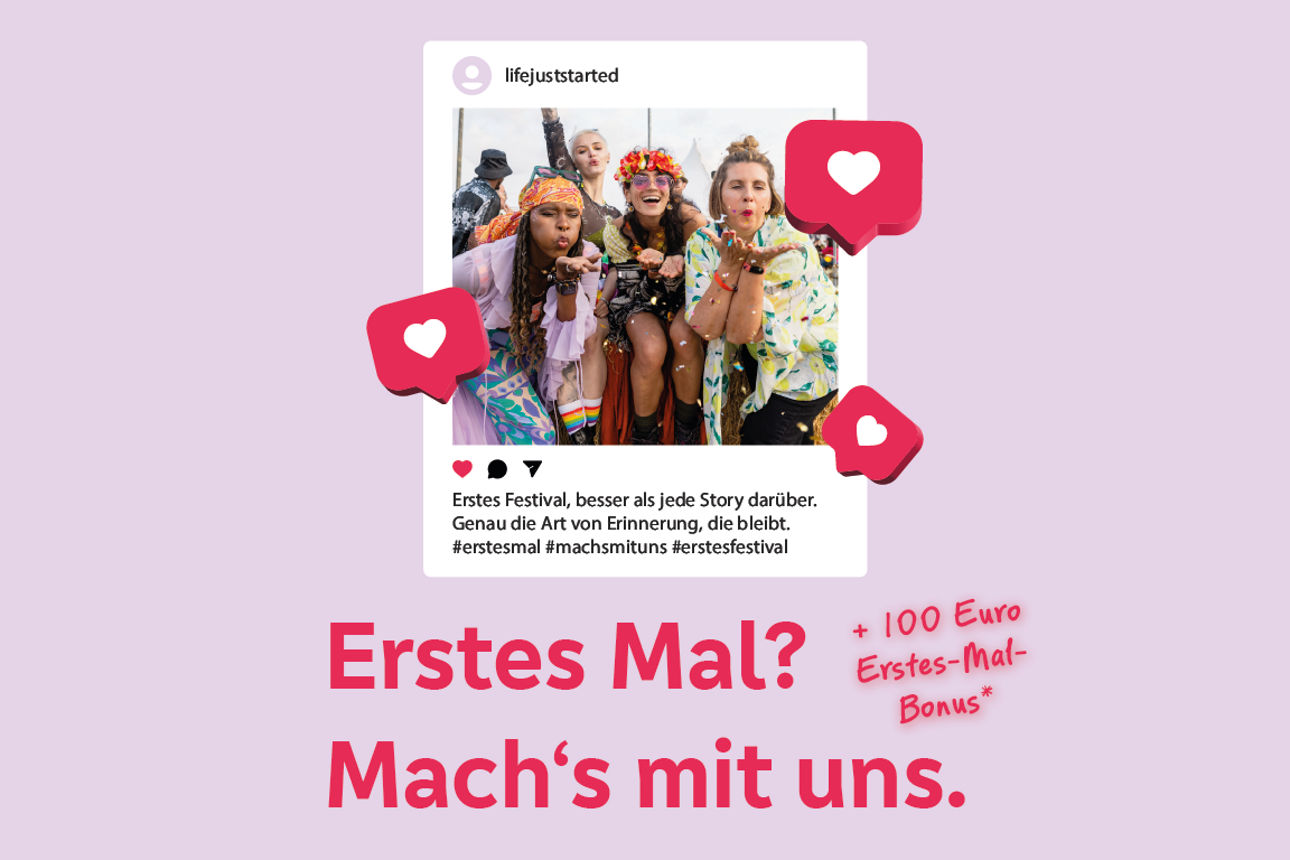 Erstes Mal? Lachende Frauen auf einem Festival