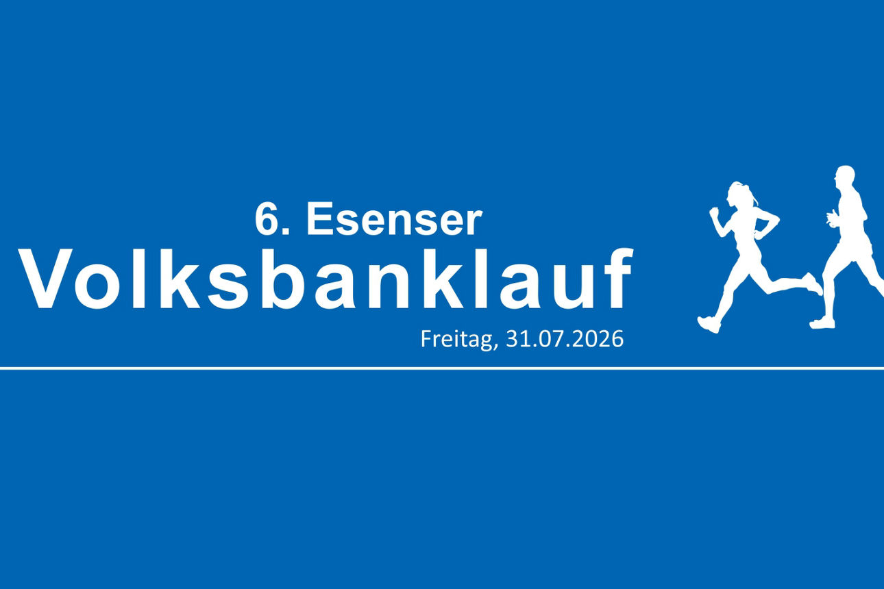 6. Esenser Volksbanklauf - Läufersilhouetten und Schriftzug