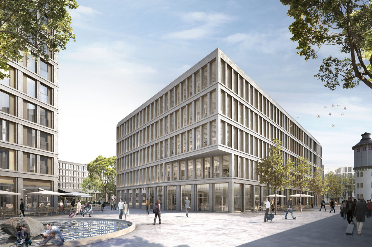 Europaplatz Ansicht mit Brunnen