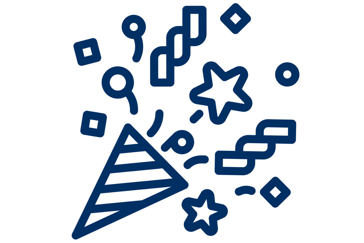 Ein Pictogramm von Konfetti