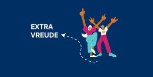 Illustration von zwei Personen, die die Hände in die Luft reißen