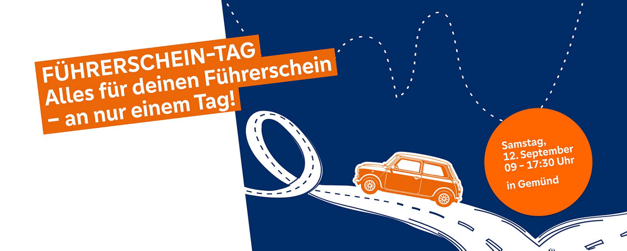 Zu sehen ist ein orangenes Auto, welches eine weiße Straße hochfährt