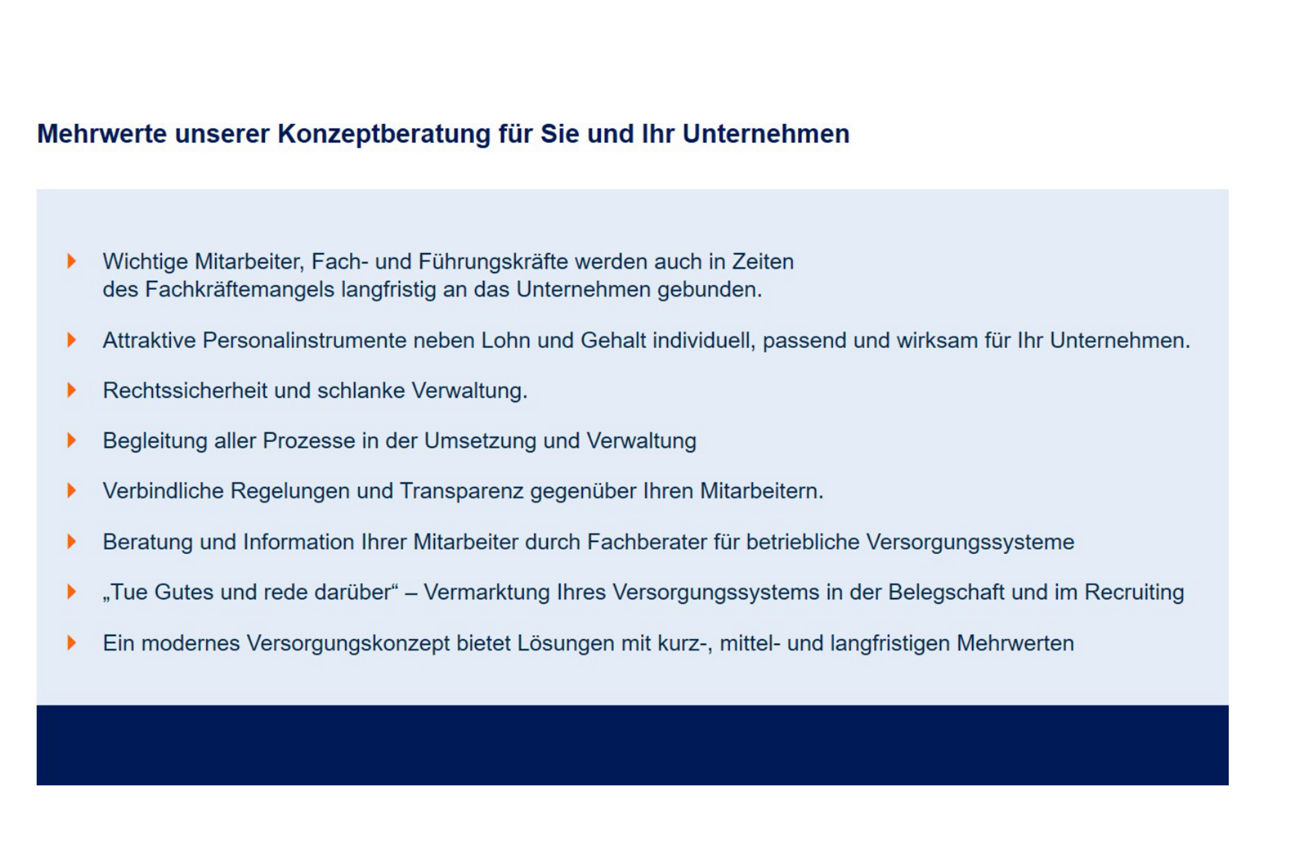 Übersicht der R+V-Vorsorge-Mehrwerte der Konzeptberatung für Sie und Ihr Unternehmen