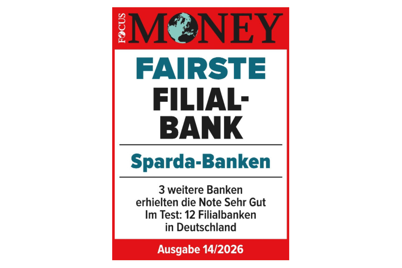 Siegel Fairste Filialbank mit Logo von Focus Money