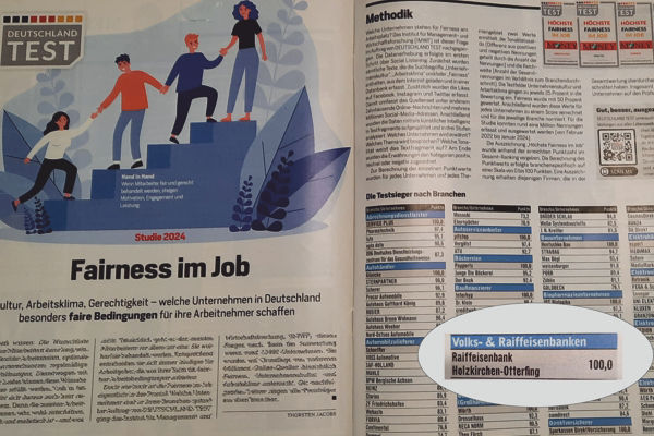 Auszeichnung "Fairster Arbeitgeber der Volks- und Raiffeisenbanken"