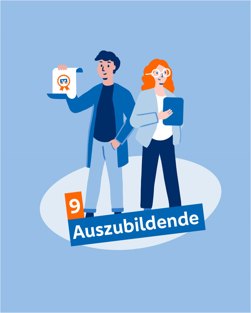 Illustration, die zeigt, wie viele Menschen ausgebildet wurden