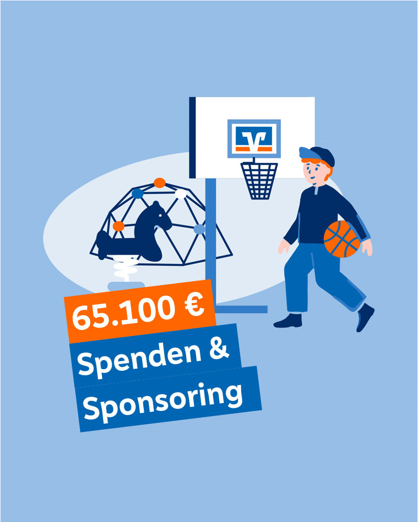 Illustration, die zeigt, welche Summen für Spenden- & Sponsoring-Aktionen zusammengekommen sind