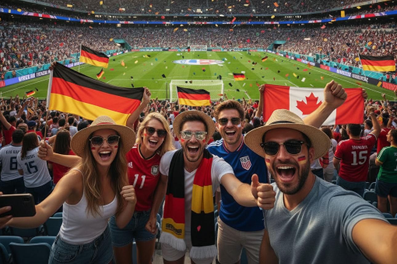 Jubelnde Fans im Stadion