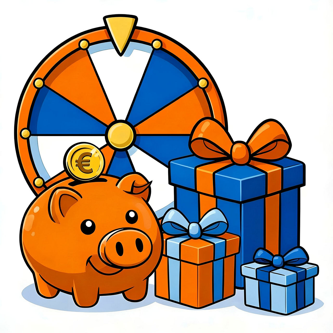 Die Features des Sammy Clubs. Glücksrad, Sparschwein und Geschenke