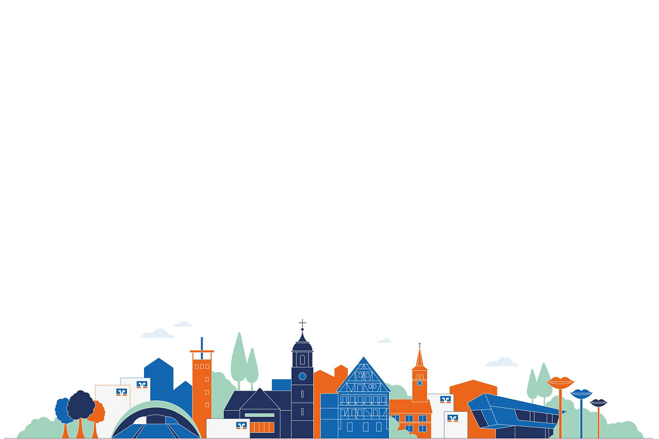 Filder Skyline in orange und blau gezeichnet