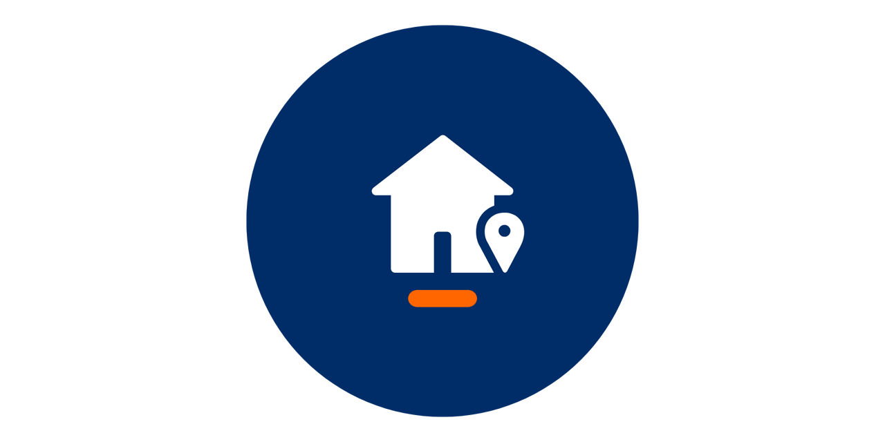 Symbol Haus mit Standort-Pin