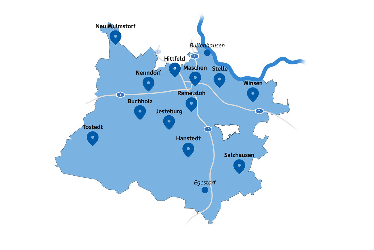Filialen der VBLH im Landkreis Harburg