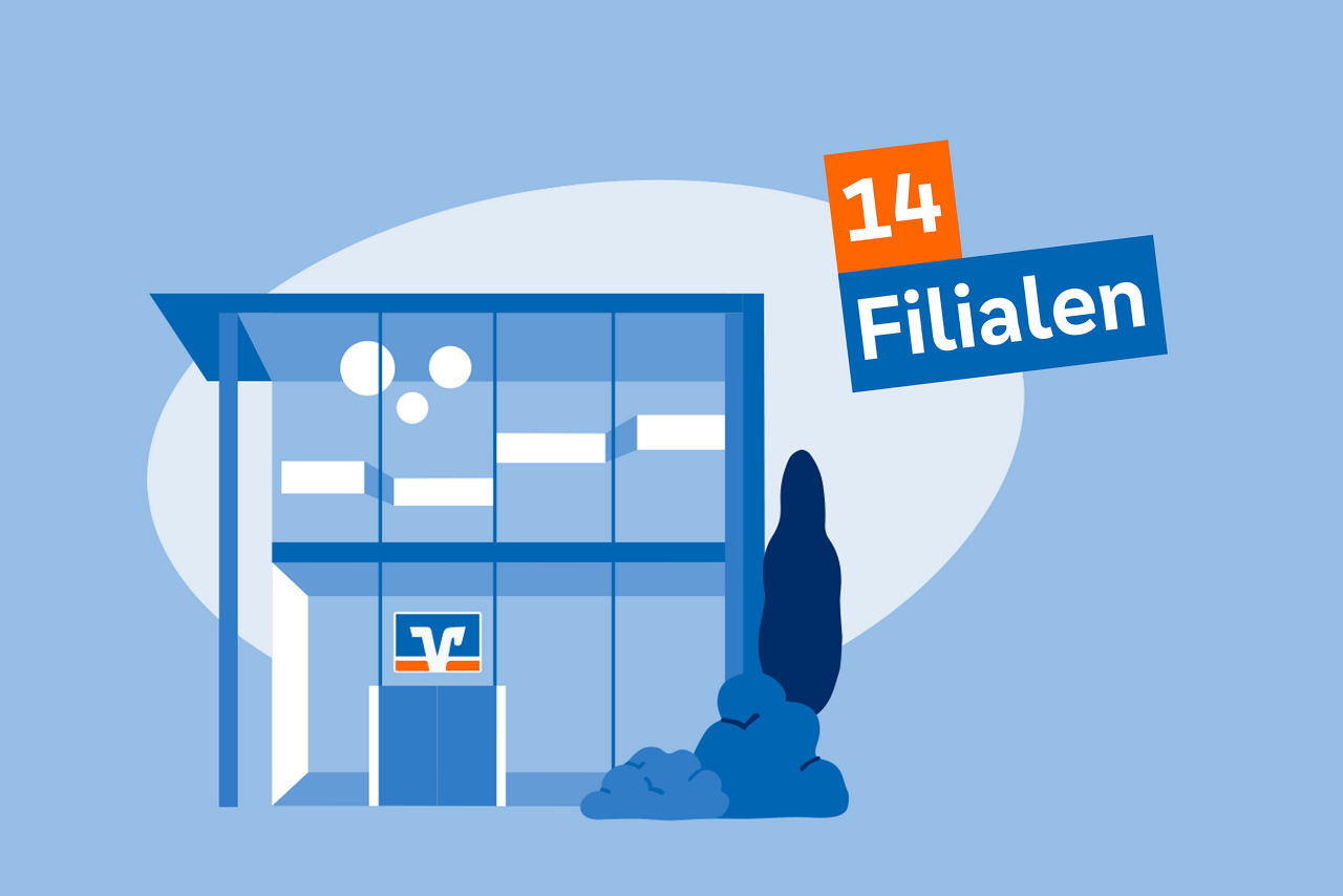 Illustration, die zeigt, wie viele Filialen es gibt