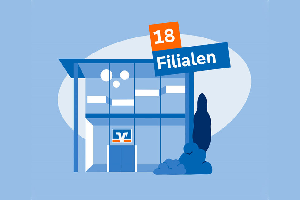 Illustration, die zeigt, wie viele Filialen es gibt