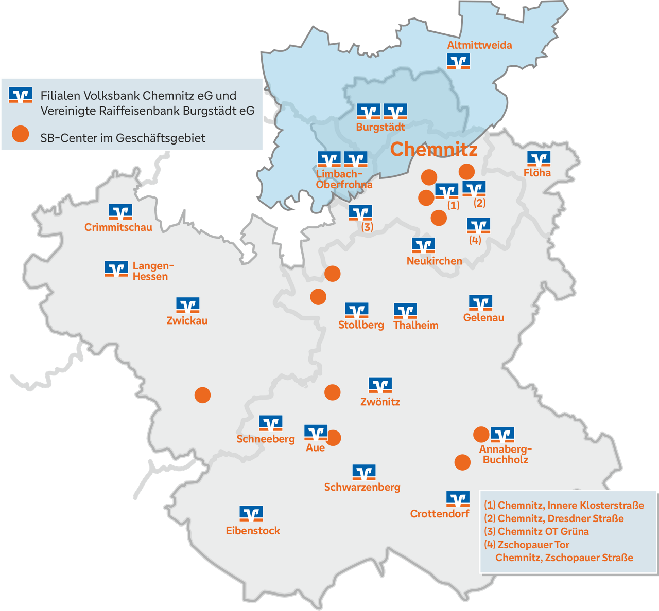 Geschäftsgebiet der beiden Banken
