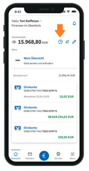 Kontenübersicht in der Banking App