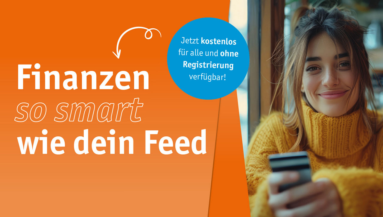 Werbeslider Plattform startklar - Frau mit Handy